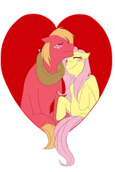 Size: 1200x1800 | Tagged: safe, artist:etrnlpeace, derpibooru import, big macintosh, fluttershy, earth pony, pony, fluttermac, heart, male, shipping, stallion, straight