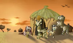 Size: 1700x1005 | Tagged: artist:elenaboosy, family, filly, parent, safe, zebra, zecora