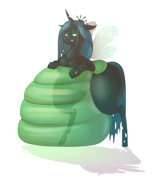 Size: 1179x1337 | Tagged: artist:secretgoombaman12345, belly, changeling overfeeding, derpibooru import, fat, female, guts, immobile, impossibly large belly, intestines, morbidly obese, obese, organs, queen chrysalard, queen chrysalis, questionable, solo, solo female, transparent flesh, weight gain