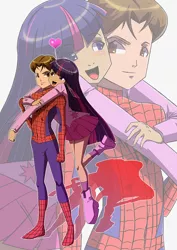 Size: 900x1273 | Tagged: artist:ecchiman83, crossover, crossover shipping, derpibooru import, female, human, humanized, light skin, male, peter parker, safe, shipping, spider-man, spiders and magic: rise of spider-mane, spidertwi, straight, twilight sparkle