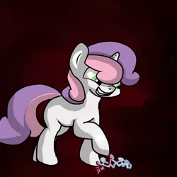 Size: 3000x3000 | Tagged: artist:nimitea, artist:screwballthepirate, blood, derpibooru import, diamond tiara, high res, implied murder, semi-grimdark, solo, sweetie belle, tiarabuse