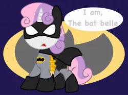 Size: 944x704 | Tagged: artist:nekosnicker, batman, batmare, crossover, dc comics, derpibooru import, parody, safe, solo, sweetie belle