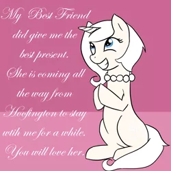 Size: 3500x3500 | Tagged: safe, artist:ivorylace, artist:katiespalace, derpibooru import, oc, oc:ivory lace, unofficial characters only, pony, unicorn, ask, dialogue, female, grin, mare, necklace, smiling, solo, text, tumblr