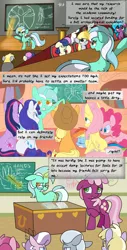 Size: 1280x2512 | Tagged: safe, artist:inkie-heart, artist:lightningnickel, derpibooru import, applejack, bon bon, cheerilee, derpy hooves, diamond tiara, dinky hooves, fluttershy, lyra heartstrings, octavia melody, pinkie pie, rainbow dash, rarity, ruby pinch, silver spoon, sweetie drops, twilight sparkle, vinyl scratch, oc, pegasus, pony, ask, bon bon is not amused, chalkboard, female, glasses, hand, human studies101 with lyra, mane six, mare, meme, professor lyra, tumblr