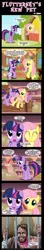 Size: 556x3165 | Tagged: safe, artist:henbe, derpibooru import, fluttershy, twilight sparkle, twilight sparkle (alicorn), alicorn, human, pony, charlton heston, comic, crossover, female, mare, planet of the apes, twist ending, what a twist