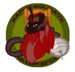 Size: 3715x3546 | Tagged: artist:tricornking, bell, chains, crown of holly, cutie mark, derpibooru import, gavel, hammer, high res, holly, king krampus, krampus, oc, oc:king krampus, safe, the lord of aldheim, tricorn, unofficial characters only, wreath