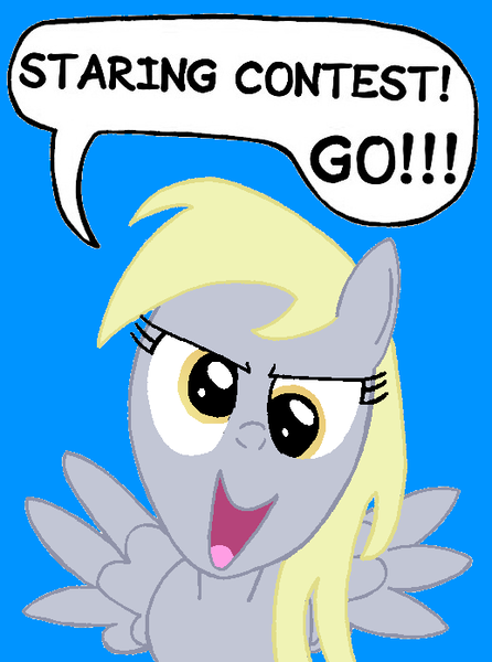 Size: 518x697 | Tagged: safe, artist:pj202718, artist:samueleallen, derpibooru import, derpy hooves, pegasus, pony, female, mare, solo, staring contest