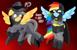 Size: 2043x1332 | Tagged: artist:blackbewhite2k7, batman, batman the animated series, batmare, beware the gray ghost, crossover, daring do, dc comics, derpibooru import, gray ghost, parody, rainbow dash, safe, so awesome, the gray ghost, title card