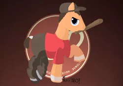 Size: 1074x755 | Tagged: artist:scouthiro, baseball bat, derpibooru import, hat, ponified, red, safe, scout, solo, team fortress 2