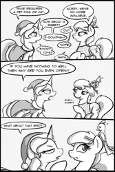 Size: 700x1051 | Tagged: artist:theparagon, ask trixie, bird, christmas, comic, derpibooru import, female, lesbian, monochrome, oc, safe, shipping, trixie, trixieshy