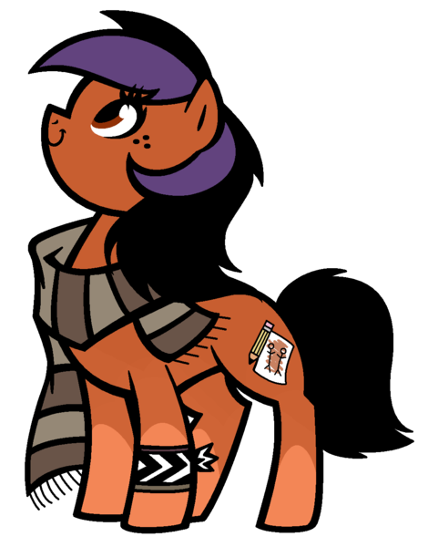 Size: 1052x1344 | Tagged: safe, artist:son-of-an-assbutt, derpibooru import, oc, unofficial characters only, earth pony, pony, clothes, female, freckles, mare, scarf, solo