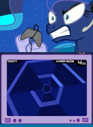 Size: 563x769 | Tagged: derpibooru import, exploitable meme, gamer luna, meme, obligatory pony, princess luna, safe, super hexagon, tv meme