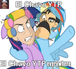 Size: 1124x1024 | Tagged: derpibooru import, dona florinda, don ramon, el chavo del 8, rainbow dash, safe, smugdash, twilight sparkle, x x everywhere