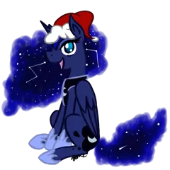 Size: 500x500 | Tagged: artist:atomehanyou, constellation, derpibooru import, hat, princess luna, safe, santa hat, simple background, sitting, solo