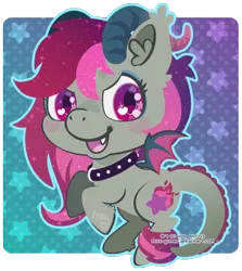 Size: 435x487 | Tagged: safe, artist:miss-glitter, derpibooru import, oc, unofficial characters only, bat pony, pony, bat pony oc, fangs, female, mare, solo