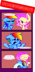 Size: 849x1727 | Tagged: artist:mushroomcookiebear, comic, context is for the weak, crying, derpibooru import, ear fluff, fluttershy, mashed potatoes, rainbow dash, safe, wat