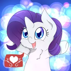 Size: 820x820 | Tagged: artist:mister-true, askfillyrarity, chest fluff, cute, derpibooru import, fluffy, heart, looking up, open mouth, pictogram, raribetes, rarity, safe, smiling, solo