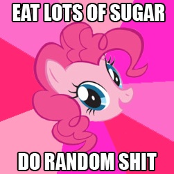 Size: 251x250 | Tagged: advice meme, derpibooru import, exploitable meme, image macro, logic, meme, pinkie pie, safe, solo, vulgar