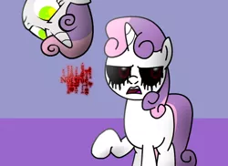 Size: 550x400 | Tagged: artist needed, creepypasta, derpibooru import, he comes, semi-grimdark, sweetie belle, sweetiebellesbandb, thrackerzod, zalgo