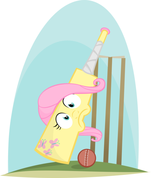 Size: 2766x3251 | Tagged: artist:jittery-the-dragon, ball, cricket, cricket ball, cricket bat, derpibooru import, flutterbat, fluttershy, high res, inanimate tf, leaning, objectification, object pony, original species, ponified, pun, safe, simple background, solo, species swap, transparent background, vector, visual pun