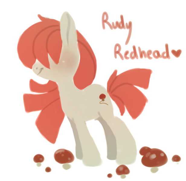 Size: 700x682 | Tagged: safe, artist:toycake, derpibooru import, oc, oc:rudy redhead, unofficial characters only, earth pony, pony, female, mare, mushroom, mushrooms, solo