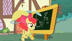 Size: 969x545 | Tagged: apple bloom, cutie pox, derpibooru import, fancy mathematics, math, safe, screencap, solo, the cutie pox