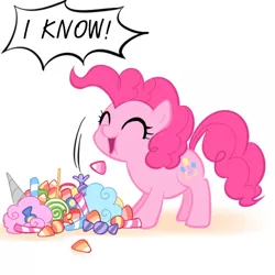 Size: 500x500 | Tagged: artist:apzzang, ask-grow-pinkie, candy, cotton candy, cute, derpibooru import, diapinkes, filly pinkie pie, food, lollipop, pinkie pie, safe, solo