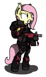 Size: 1300x2200 | Tagged: artist needed, safe, derpibooru import, fluttershy, ponified, bat pony, pony, /mlp/, angry, bipedal, blood angels, bolter, crossover, death company, drawfag, drawfriend, flutterbat, flutterrage, power armor, powered exoskeleton, race swap, solo, space marine, warhammer (game), warhammer 40k