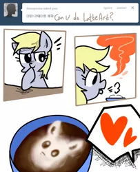 Size: 650x800 | Tagged: safe, derpibooru import, derpy hooves, pegasus, pony, askcafeownerderpy, coffee, coffee art, female, mare, tumblr