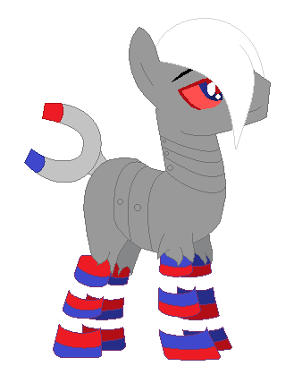 Size: 329x428 | Tagged: safe, artist:dat-lil-filly, derpibooru import, oc, unofficial characters only, magnet pony, original species, pony, augmented tail, magnet, solo
