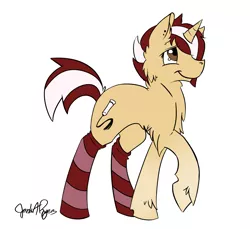 Size: 2179x2000 | Tagged: safe, artist:gloompelt, derpibooru import, oc, unofficial characters only, pony, unicorn, clothes, piercing, silver hooves, smiling, socks, solo, striped socks