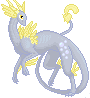 Size: 90x98 | Tagged: artist needed, safe, derpibooru import, derpy hooves, dragon, pegasus, pony, dragon cave, dragonified, female, mare, pixel art, recolor, solo, sprite, sweetling