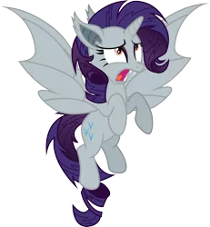 Size: 3480x3773 | Tagged: safe, artist:vector-brony, derpibooru import, rarity, alicorn, bat pony, bat pony alicorn, pony, bat ponified, female, flying, mare, open mouth, race swap, raribat, raricorn, simple background, solo, spread wings, transparent background, vector, wings