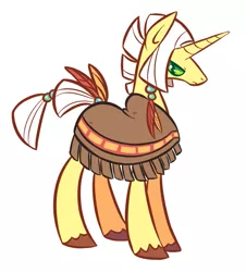 Size: 731x808 | Tagged: safe, artist:gobixhoukou, derpibooru import, oc, oc:racing diamond, unofficial characters only, pony, clothes, feather, male, poncho, solo, stallion, unshorn fetlocks