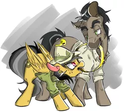Size: 1052x950 | Tagged: artist:cleppyclep, daring do, derpibooru import, doctor caballeron, safe, shipping