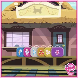 Size: 800x800 | Tagged: applejack, derpibooru import, fluttershy, luggage, pinkie pie, rainbow dash, rarity, rarity takes manehattan, safe, suitcase, twilight sparkle