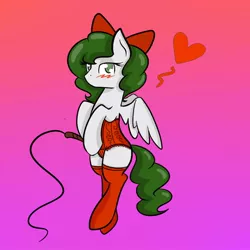 Size: 960x960 | Tagged: clothes, derpibooru import, female, gradient background, heart, oc, oc:silver cloud, silverhcloud, solo, solo female, suggestive, unofficial characters only, whip