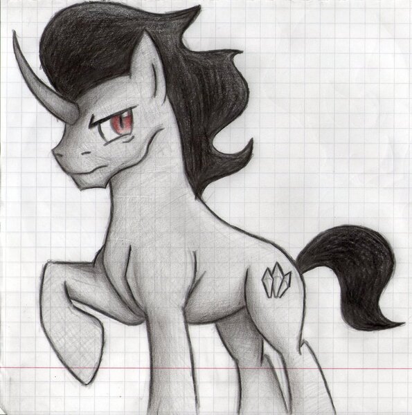 Size: 890x897 | Tagged: safe, artist:shadowartbrony, derpibooru import, king sombra, image, jpeg, solo, sombra's cutie mark, traditional art