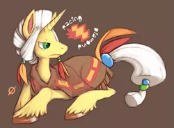 Size: 773x569 | Tagged: safe, artist:nokkelborth, derpibooru import, oc, oc:racing diamond, unofficial characters only, pony, clothes, male, poncho, solo, stallion, unshorn fetlocks