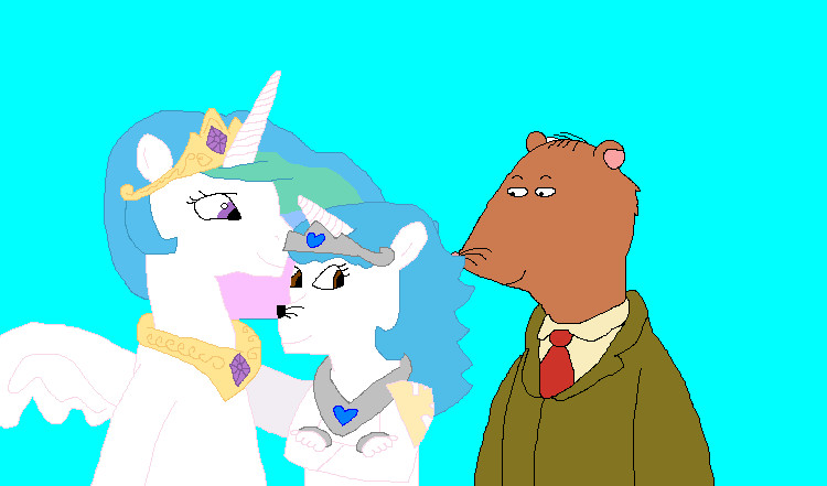 Size: 750x441 | Tagged: safe, artist:hmcvirgo92, derpibooru import, princess celestia, alicorn, hybrid, pony, arthur, clothes, crack shipping, female, mare, mr ratburn, new otp, offspring, parent:mr ratburn, parent:princess celestia