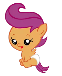 Size: 1229x1507 | Tagged: safe, artist:bronyboy, derpibooru import, scootaloo, pony, baby, baby pony, baby scootaloo, diaper, foal, simple background, solo, transparent background, vector