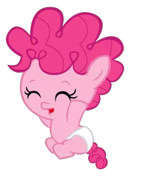 Size: 1229x1507 | Tagged: safe, artist:bronyboy, derpibooru import, pinkie pie, pony, baby, baby pie, baby pony, diaper, eyes closed, foal, solo