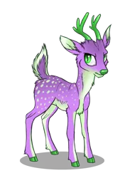 Size: 1495x2124 | Tagged: artist:wolframclaws, be a deer, deer, deerified, fluffy, frown, glare, looking at you, pun, rarity takes manehattan, safe, simple background, slit eyes, solo, species swap, spike, transparent background, unamused, visual pun