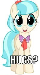 Size: 2600x4900 | Tagged: absurd resolution, artist:violetclm, bronybait, caption, cocobetes, coco pommel, cute, derpibooru import, hug, hug request, impact font, looking at you, rarity takes manehattan, safe, simple background, solo, vector, white background