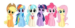 Size: 2000x768 | Tagged: safe, artist:violetclm, derpibooru import, applejack, coco pommel, fluttershy, pinkie pie, rainbow dash, twilight sparkle, unicorn, rarity takes manehattan, background pony rarity, unicorn twilight