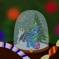 Size: 9000x9000 | Tagged: safe, artist:csillaghullo, derpibooru import, oc, unofficial characters only, pegasus, pony, absurd resolution, candy cane, christmas, hat, pine tree, present, snow, snow globe, snowfall, snowman, solo, tree