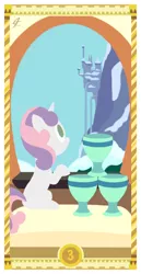 Size: 400x775 | Tagged: artist:janeesper, derpibooru import, rarity, safe, solo, sweetie belle, tarot card, three of cups, three of hearts