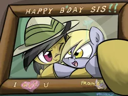 Size: 2048x1536 | Tagged: safe, artist:melodenesa, derpibooru import, daring do, derpy hooves, pegasus, pony, crying, female, headcanon, mare, sad, sisters