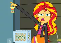 Size: 1016x720 | Tagged: safe, derpibooru import, sunset shimmer, equestria girls, rarity takes manehattan, exploitable meme, meme, rainbow thread, solo, sunset is disgusted