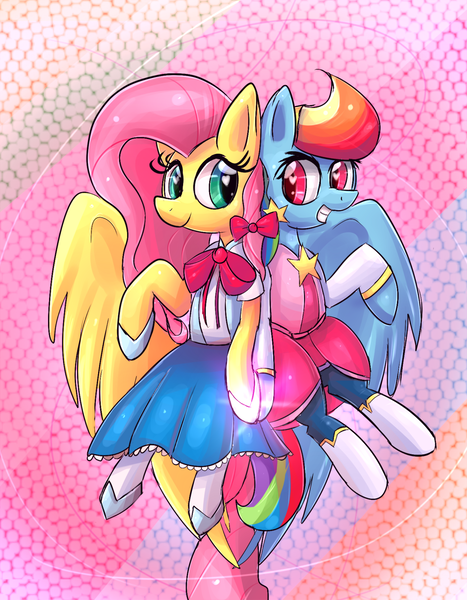 Size: 1000x1285 | Tagged: safe, artist:senx, derpibooru import, fluttershy, rainbow dash, super lesbian horse rpg, female, flutterdash, lesbian, shipping